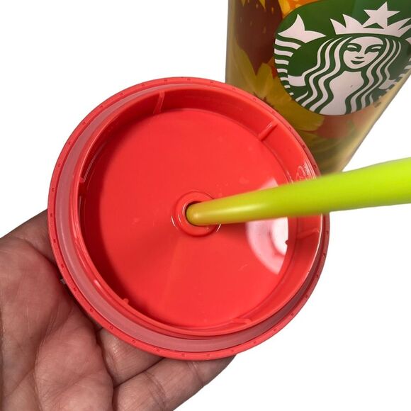 Starbucks Floral Sunflowers Strawberries Venti Cold Cup 2022 Spring 24 oz New - Picture 7 of 10